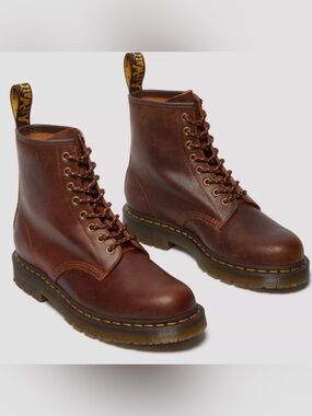 Dr. Martens 1460 SR Brown Slip Resistant Leather Combat Boots Mens 7 Ladies 8
